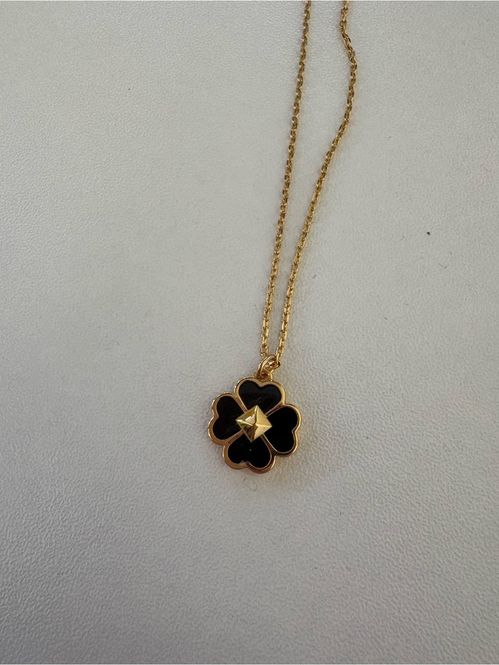 kate spade Gold-Tone Necklace with Black Flower Pendant